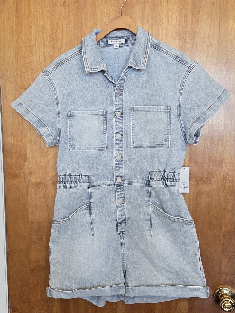 Francesca's Light Blue Denim Romper